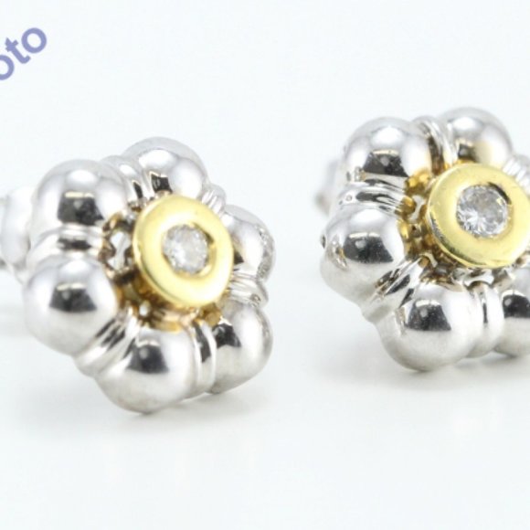 14K Gold Bezel Shape Diamond Studs 0.2 Ct G Si C22000006 - Picture 3 of 5